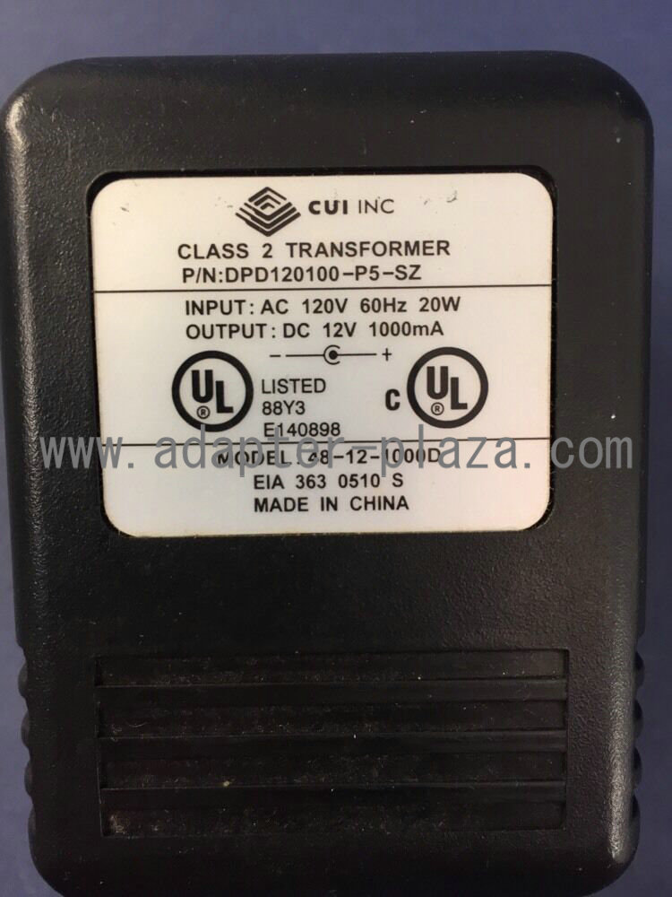 *NEW* Wart Brick 48-12-1000D DPD120100-P5-SZ AC DC 12V 1000mA Transformer Power Supply Adapter Wall plug - Click Image to Close